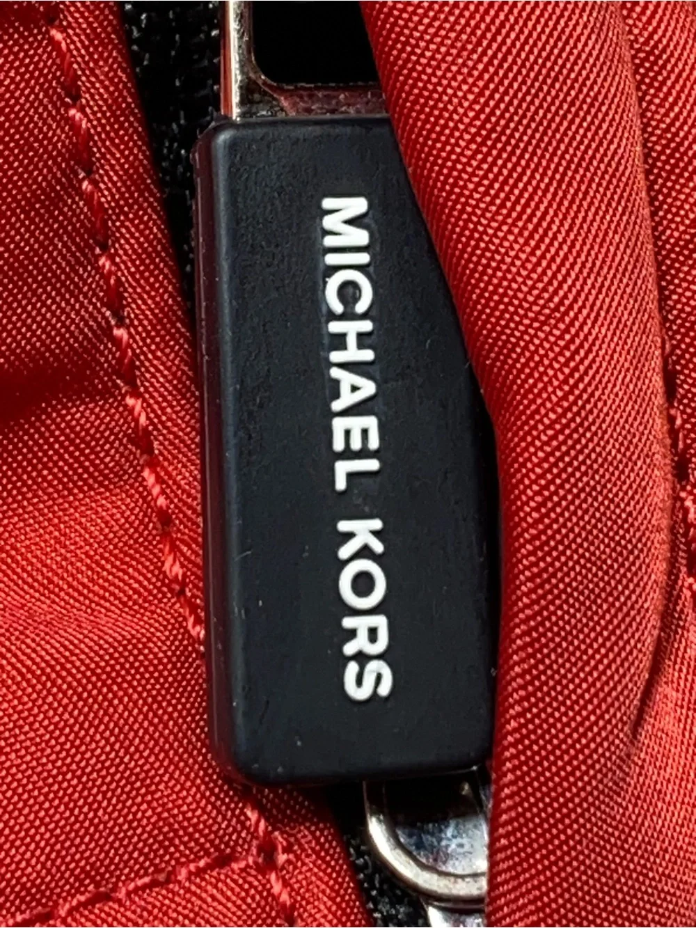 Michael Kors Red and Black Logo Backpack